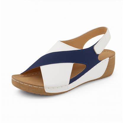 Cross Strap Wedge Sandals Padded Footbed Grip Outsole
